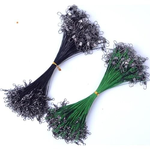 10pcs/lot Anti Bite Steel Fishing Line Steel Wire Leader With Swivel Olta Fishing Accessory Lead Core Leash Fishing Leader Wire