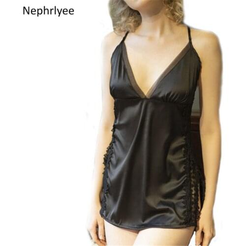 Summer New Womens Sleepwear Female Sexy Spaghetti Strap Nightgown Rayon Nightdress Short Dress Gown 0005LN