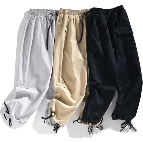 Fashion Mens Harem Pants Hip Hop Patchwork Pockets Urban Style Pants Streetwear Joggers Cuffed Trousers For Male