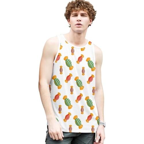 Fashion Design Colorful Sugar Printed 3d Bodybuilding Tank Tops Sleeveless Men Women Fitness Vest O-neck Casual Sport 3D Clothes