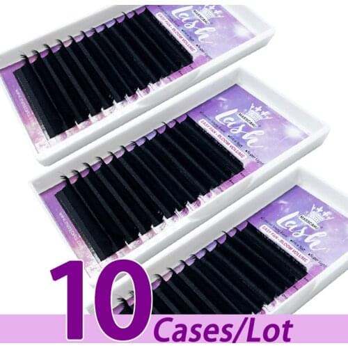 10case/lot Best selling 0.05 0.07 korean PBT fiber easy fan mega volume lashes single eyelash extension with private label