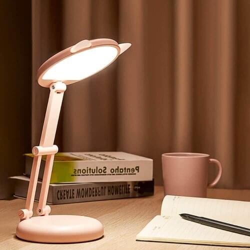 Girl Kids Desk Lamp LED Pink Small Reading Lamps for Home Office 3 Lighting Mode Stepless Dimming Touch Control Portable Folding