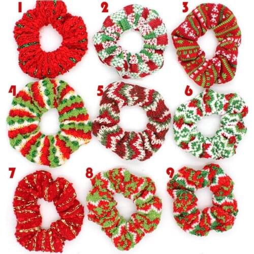 New Arrival Multicolor Woolen Yarn Scrunchies Women Girl Christmas Hair Ties Hair Accessories Christmas Gift Wholesale