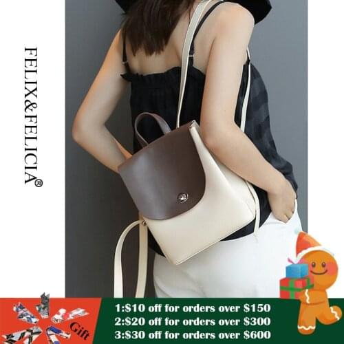FELIX&FELICIA New Fashion Backpack Brand Genuine Leather For Women 2021 Luxury Bags Designer Ladies Teenager School Backpacks
