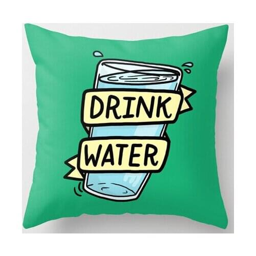 Wholesale Customized Funny Tattoo Drink Water Creative Style Green Throw Square Pillowcase Nice Funny Green Pillow Protector