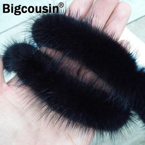 2020 New High Quality Real Mink Fur Trims 2.8cm Width Clothes Shoes Accessories Hat Trim Hood Sewing DIY Natural Fur Strips CG11