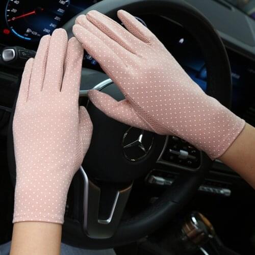 Summer Women Driving Gloves UV Sunscreen Short Sun Screen Solid Color Thin Breathable Touch Screen Gloves