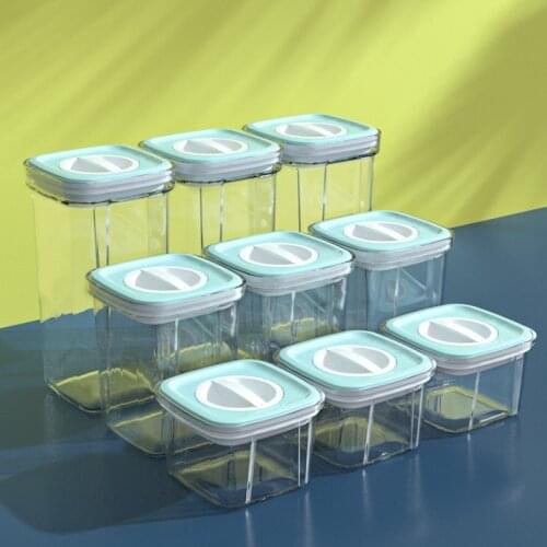 Transparent Sealed Storage Box Kitchen Food Grain Containers Square Sealed Jar Nut Snack Storage Tank Airtight Pantry