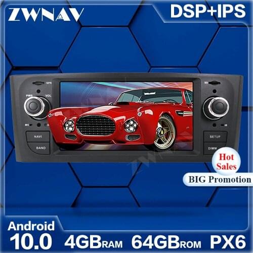 PX6 4+64GB Android 10.0 Car Multimedia Player For Fiat Grande Punto Linea 2005-2012 GPS Radio navi stereo Touch screen head unit