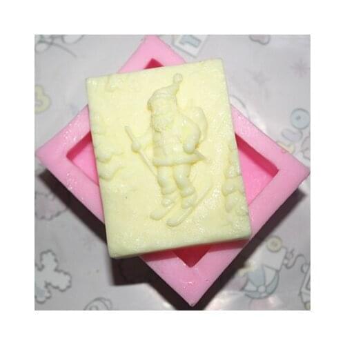 Silicone soap mold C303 sledding Santa Claus shape fondant cake chocolate clay mould wholesale mould tools