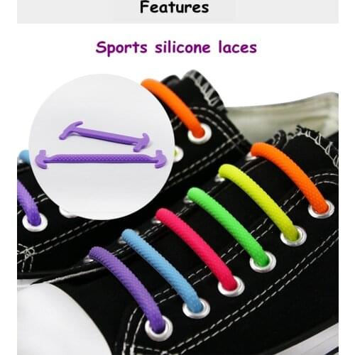 16pcs/lot Silicone Shoelaces Elastic Semicircle Silicone Shoelace Special No Tie Shoelace Men Women Shoe Laces Rubber Zapatillas