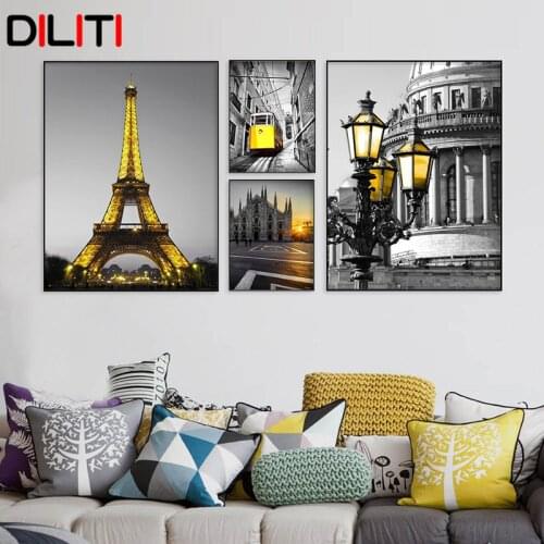 Nordic Black White Paris Cityscape Canvas Painting for Living Room Posters and Prints Vintage Wall Art Pictures Home Decor