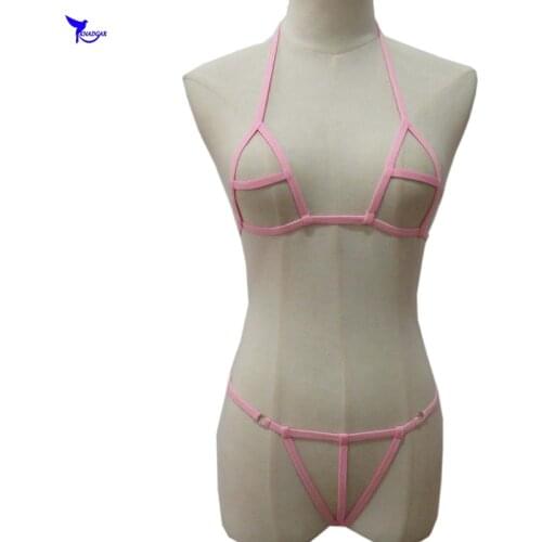 Open Crotch Women G-string Sexy Extreme Micro Bikini Set Erotic Lingeries Underwear Sex Bandage Mini Thong Swimwear Bathing Suit