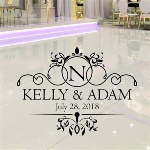 Wedding Dance Floor wall sticker Vinyl room decoration name Decal Personalized Romantic Valentine Wall Decals home decor HY131