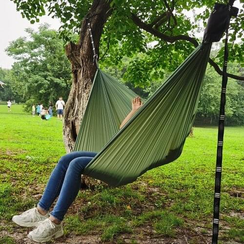 Camping Hammock Double & Single Portable Hammocks with 2 Tree Straps, Lightweight Nylon Parachute Hammocks for Backpacking