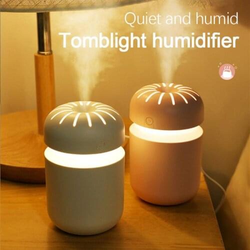 300ml Car Air Humidifier Mini Humidifier Bedroom Essential Humidifier Diffuser LED Ambient Light For Bedrooms Living Rooms ABS