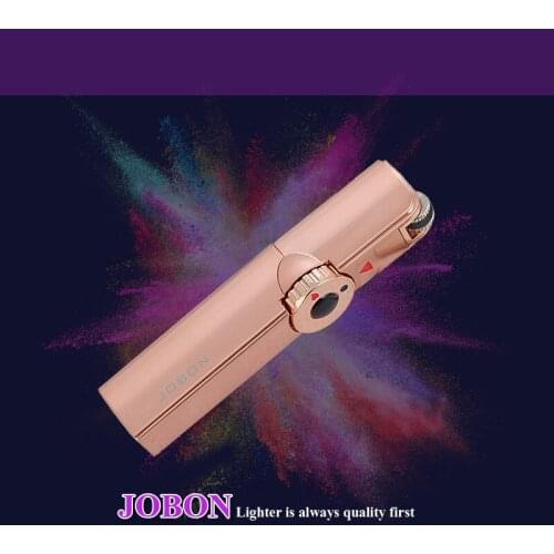 Jobon Jet Rotary Lighting Flint Windproof Gas Butane Torch Lighter For Smoking Cigarette Cigar Inflatable With Cigarette Holder