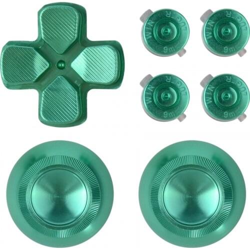 For Playstation 4 Pro Slim Controller ThumbSticks &Bullet Button &Dpad Metal Green