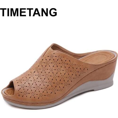 TIMETANGNew Casual Retro platform sandals for women with fish mouth summer earring sandals for women Beach open toe wedge slippe