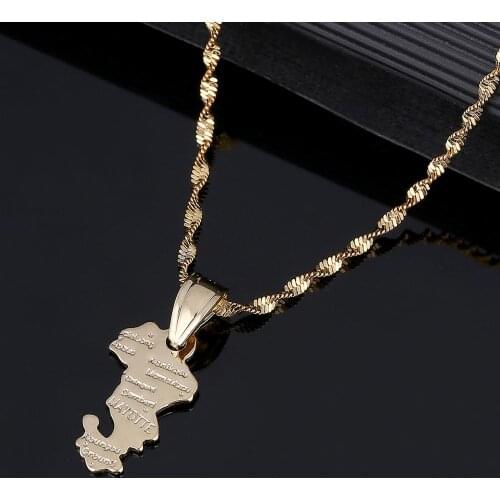 Gold Color Map Of Territorial Collectivity Of Mayotte Pendant Necklace Mayotte For Women Jewelry
