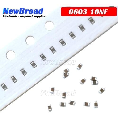 100pcs 10NF X7R Error 10% 50V 0603 103 SMD Thick Film Chip Multilayer Ceramic Capacitor