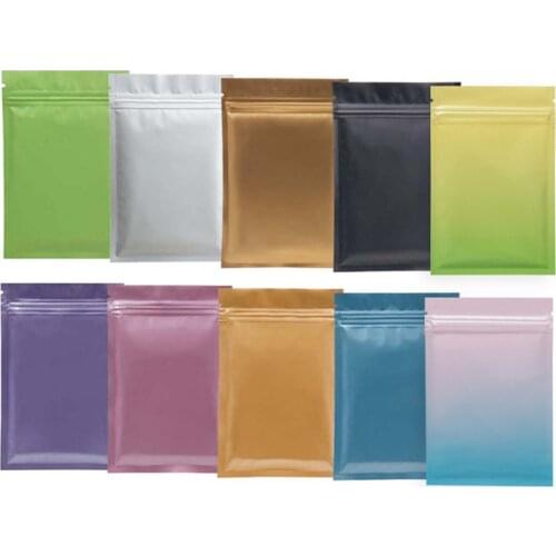 100Pcs/lot Glossy and Matte Aluminum Foil Zip Lock Package Bag Self Sealing Zipper Coffee Tea Powder Storage Bag