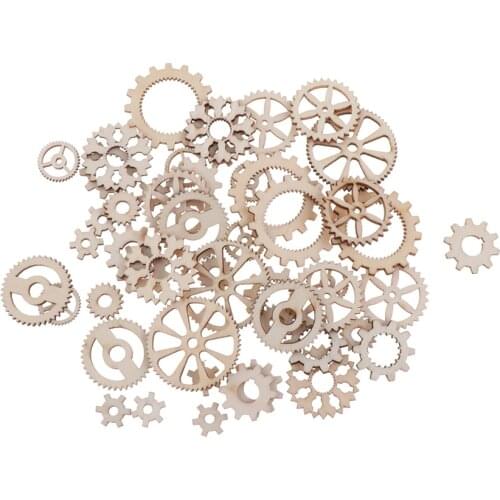 100x Unfinished Hollow Gear Tags Cutout Wooden Pieces Embellishments Crafts Wood Scrapbooking Cardmaking Embellishment