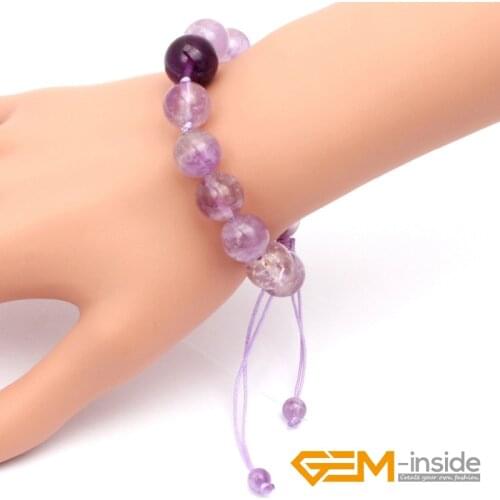 12mm 14mm natural light color Amethysts stone bracelet Lucky stone for Aquarius, Gemini, Scorpio and Sagittarius free shipping