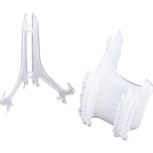 12Pcs/Set Clear Plastic Easels Plate Holders Display Dish Rack Picture Frame Photo Book Pedestal Holder Display Stand Stander