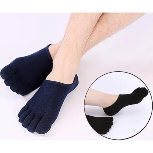 5Pairs/lot Mens Socks Cotton Summer invisible Boat Socks thin Non-slip silicone anti-off with Breathable five-finger Socks New