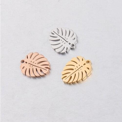 5pcs/lot 13x17mm Leaf Stainless Steel Decoration Pendant Connectors Bohemia Handmade Charm DIY Earrings Jewelry Making Findings