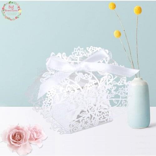 50pcs Laser Cut Flower And Leaf Wedding Favors Box Candy Box DIY Wedding Favors And Gift Box Party Supplies Romantic Mariage