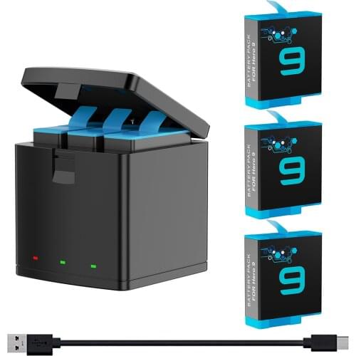 2000mAh Replacement Batteries for GoPro Hero 9 Battery and 3Channel USB Charger(Fully Compatible with GoPro9 Battery and Charger