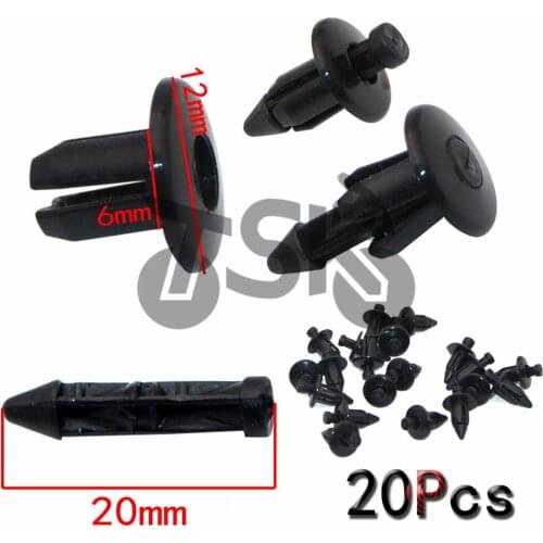 For Honda Yamaha Suzuki Kawasaki ATV Motorcycle Accessories Fairing Trim Panel Nylon expansion screw 20pcs 6mm Black