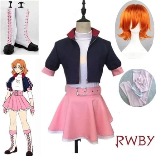 Anime RWBY Cosplay Nora Valkyrie Cos Dress Halloween Man Woman Cosplay Costumes cos hair boots Custom Size for Halloween party