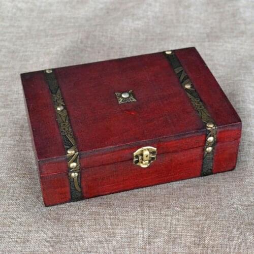 Antique Wooden Treasure Box Board Game Storage Box for Poker Card Tarots Trinkets Jewellery and Home Decor