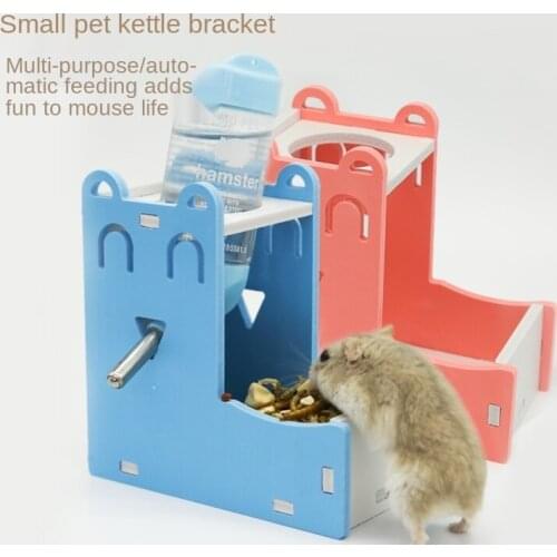 Hamster Water Dispenser Supplies Automatic Water Bottle Water Supply Mini Bowl Support Water Bottle Toy Hay Feeder Little Pet