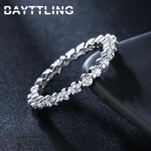 BAYTTLING AAA Zircon 925 Sterling Silver 6#7#8# Charm Round Zircon Ring For Woman Fashion Wedding Jewelry Party Gift