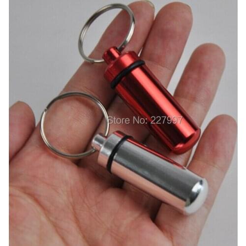 Free Shipping 1000Pcs DIY Waterproof Aluminum Pill Box Case Pill Container Bottle Drug Holder Keychain Promotional Gifts