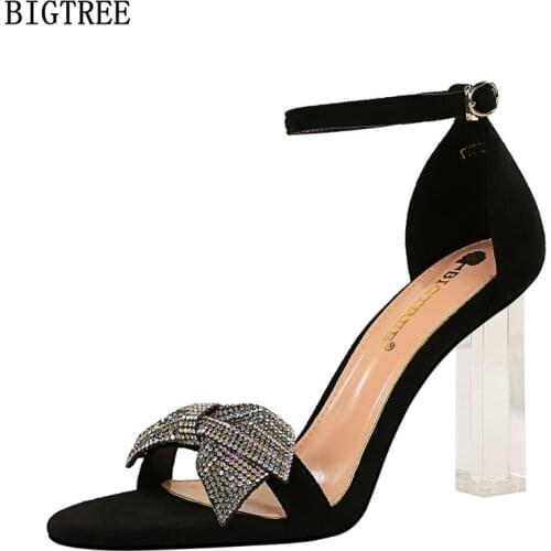 Butterfly-knot High Heels Sandals Women Crystal Sandals Women 2021 Luxury Brand Pumps Women Shoes Ladies Shoes and Sandals