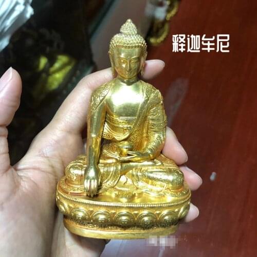 Wholesale Buddhist supplies Buddhism bless safe health good luck high grade brass Shakyamuni Amitabha Buddha statue Small size