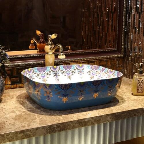 European art table basin square ceramic washbasin American table basin toilet basin washbasin on table