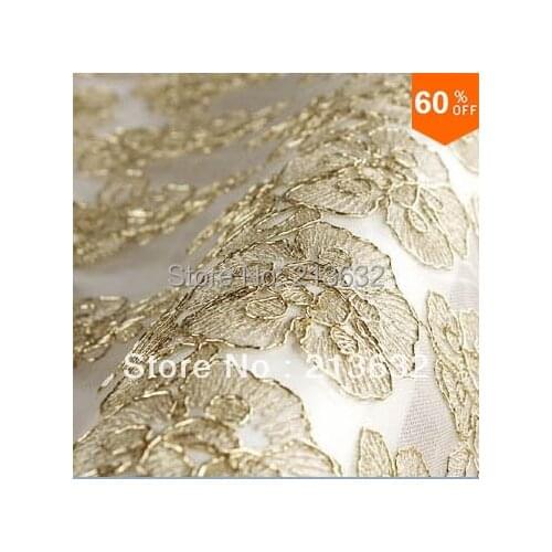 Hot Golden france lace flower rose embroidery table cloth flowers wedding flower fabric spun gold garment lace yard organza lace
