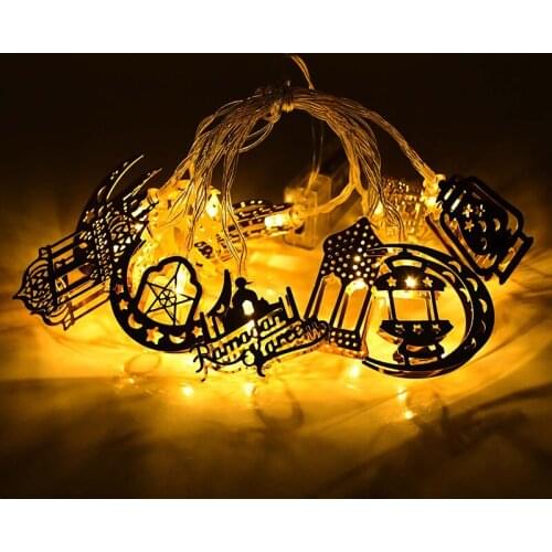1.65M 10Led Moon Star Eid Mubarak Decoration Ramadan LED String Lights Islamic Muslim Festival Party Eid Aid Light Garland Decor