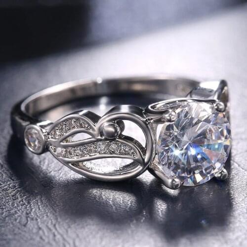 Exquisite Hollow Out Carving Flower Zircon Ring Temperament Charm Gift Woman Fashion Party Creative Jewelry Wholesale