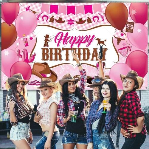 Western Cowgirl Birthday Party Decoration Backdrop Wild West Cowboy PhotoBooth Photography Background for Girl Baby Shower Party