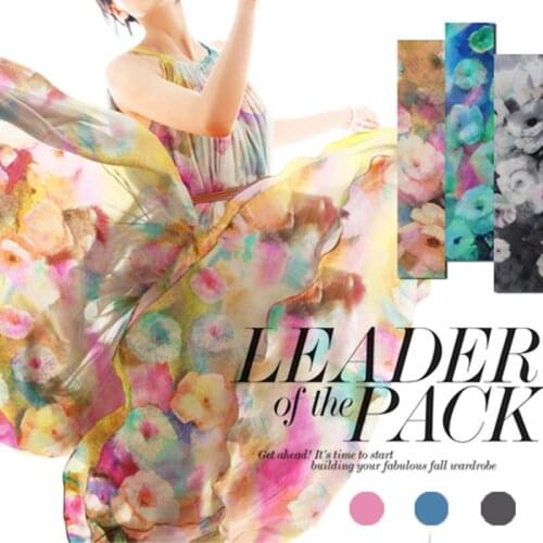 New arrive for summer dresses free shipping 100% silk chiffon fabric floral silk fabrics for blouse scarf SF-BP06