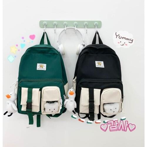 Fashion Womens Backpack Trend Contrast Color School Bags For Girls Nylon Large Capacity Travel Backpacks 2021