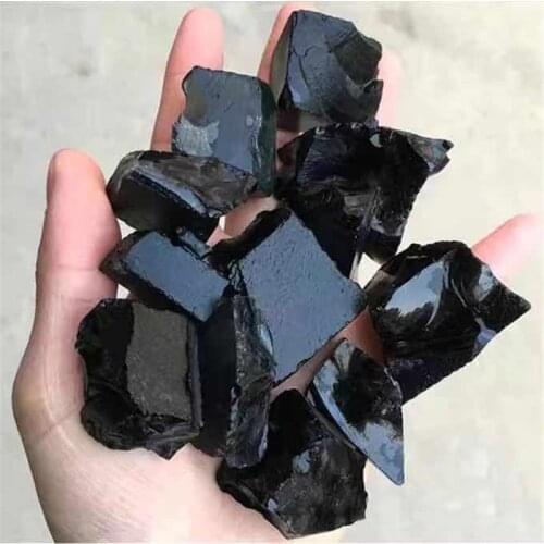 MOKAGY Natural Raw Black Obsidian Quartz Rough Crystal Mineral Specimen 300g