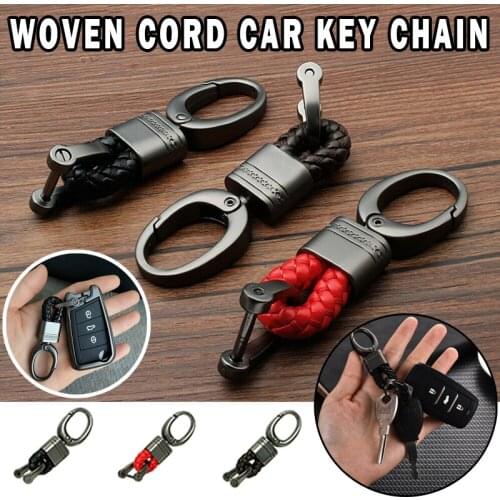 Men Creative Metal Woven Leather Keychain Car Key Holder Carabiner Keyring Car Key Rings For Women Fashion Key Accessories